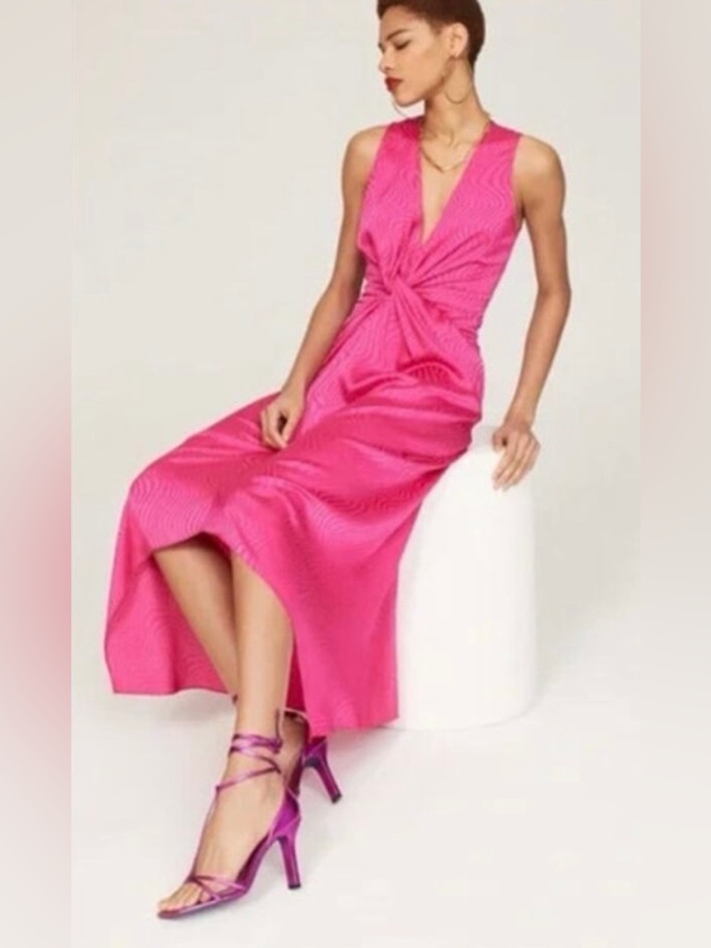 Ronny Kobo Collection Fuchsia Twist-Front Maxi Dress wavy size 12